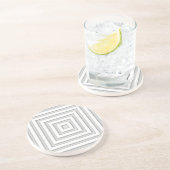 Wit vierkant geometrisch zandsteen onderzetter (Zijkant)