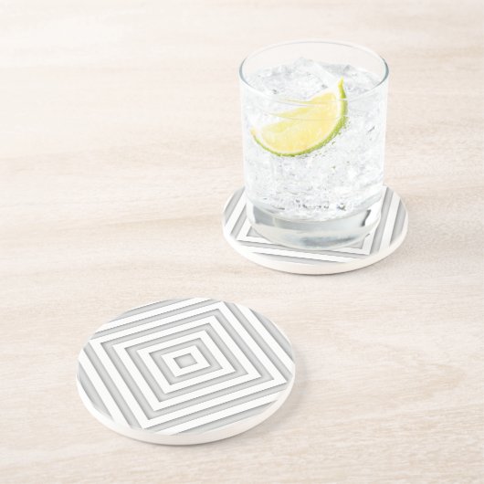 Wit vierkant geometrisch zandsteen onderzetter (Zijkant)