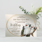 Wit-vogels bruiloft Cockatau Green Leaves Rustic Kaart (Staand voorkant)