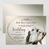 Wit-vogels bruiloft Cockatau Green Leaves Rustic Kaart (Voorkant / Achterkant)