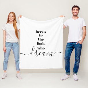 Wit voor dwazen die dromen van zwarte typografie fleece deken