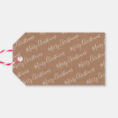 Wit "Vrolijk kerstfeest" Kraftpapier en bessen Cadeaulabel (Achterkant Horizontaal)