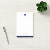 Wit w / Blauw Faux Glitter Olifant & Border, Naam Post-it® Notes (Kantoor)