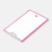 Wit w / Helder Roze Hart & Rand + Naam Post-it® Notes (Schuin)