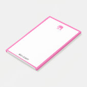 Wit w / Helderroze Olifant & Rand + Naam Post-it® Notes (Schuin)