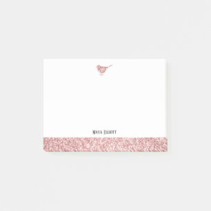 Wit w / Roos Gold Faux Glitter Bird & Border Post-it® Notes