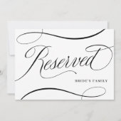 Wit w / Zwart Script Bruiloft Gereserveerd Tafelte (Achterkant)