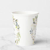 Wit waterverf bloemenkrans bruiloft papieren bekers (Rechts)