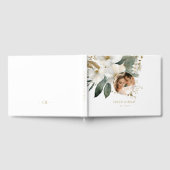 Wit | Waterverf Foliage foto bruiloft Gastenboek (Volledig)