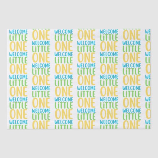 Wit "Welcome Little One" Baby shower Tissuepapier (Voorkant)