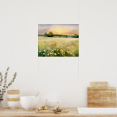 Wit wildbloembeemdschilderij -  poster (Keuken)