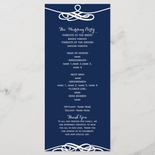 Wit & Wit  Elegant Huwelijksprogramma Programma (Achterkant)