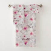 Wit-witte en roze floraal bad handdoek (Insitu)