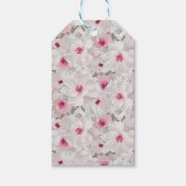 Wit-witte en roze floraal cadeaulabel