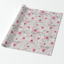 Wit-witte en roze floraal cadeaupapier