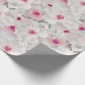 Wit-witte en roze floraal cadeaupapier (Hoek)