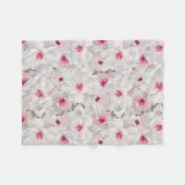 Wit-witte en roze floraal fleece deken (Voorkant (Horizontaal))