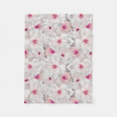 Wit-witte en roze floraal fleece deken (Voorkant)