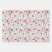 Wit-witte en roze floraal inpakpapier vel (Voorkant)