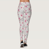Wit-witte en roze floraal leggings (Achterkant)