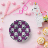 Wit Wolf Hoofd Patroon Design Paars Papieren Kommen (Feest)