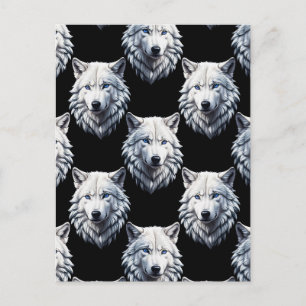 Wit Wolf Hoofd Patroon Ontwerp Briefkaart