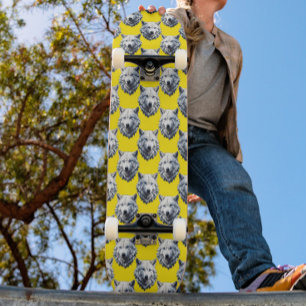 Wit Wolf Kop Patroon Design Geel Skateboard