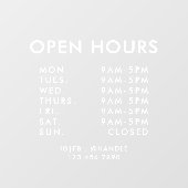 Wit Zakelijk Openingstijden Eenvoudig Professionee Raamsticker (Vel)