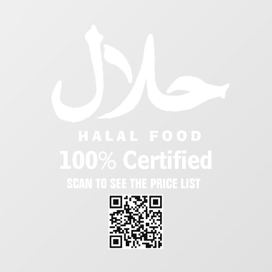 Wit Zakelijk QR-code Halal Raamsticker (Vel)