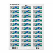 Wit Zand en Blauw en Blauwgroen Zeeen Beachy Etiket (Full Sheet)