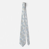 Wit Zanddollar Patterned Stropdas Grijs Blauw (Voorkant)