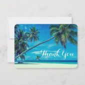 Wit zandstrand met palmbomen bruiloft Bedankt Kaart (Voorkant)