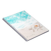 Wit Zandstrand Zeesterren Blauwe Oceaan Tropical Notitieboek (Rechterzijde)