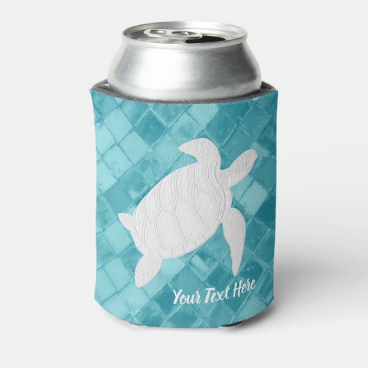 Wit Zee Schildpad Aqua Zee Glas Jouw tekst Blikjeskoeler (Blikje Achterkant)