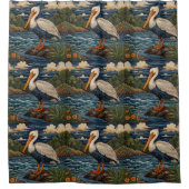  wit zee vogel zeemeeuw pelikaan douchegordijn (Voorkant)