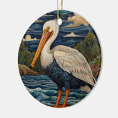 wit zee vogel zeemeeuw pelikaan keramisch ornament (Links)