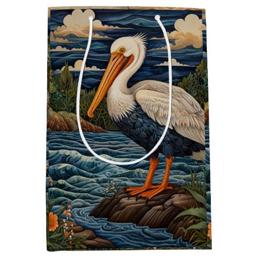  wit zee vogel zeemeeuw pelikaan medium cadeauzakje (Voorkant)