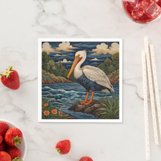  wit zee vogel zeemeeuw pelikaan servet (Insitu)