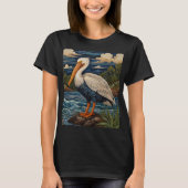 wit zee vogel zeemeeuw pelikaan t-shirt (Voorkant)