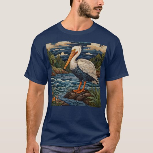 wit zee vogel zeemeeuw pelikaan t-shirt (Voorkant)
