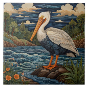  wit zee vogel zeemeeuw pelikaan tegeltje