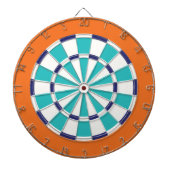 Wit, zeemacht, Turquoise en Sinaasappel Dartbord (Voorkant)