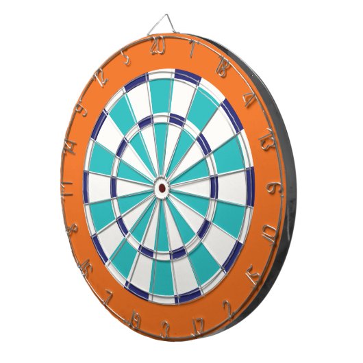 Wit, zeemacht, Turquoise en Sinaasappel Dartbord (Voorkant Rechts)