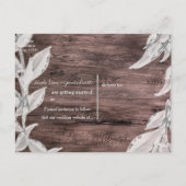 Wit & Zilver Bladeren & Rustiek Hout Save the Date Aankondigingskaart (Achterkant)