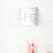 Wit & Zilver Bruidsdouche Achtergrond Foto Booth Spandoek (Insitu)