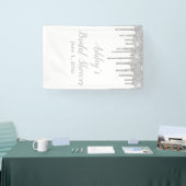 Wit & Zilver Bruidsdouche Achtergrond Foto Booth Spandoek (Beurs)