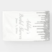 Wit & Zilver Bruiloft Feest Achtergrond Foto Booth Spandoek (Horizontaal)