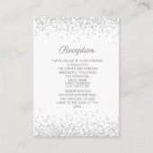 Wit zilver Diamond Glitter Weddenschap Informatiekaartje (Voorkant)