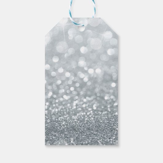 Wit Zilver Glitter Bokeh Glam Sweet 16 Party Cadeaulabel (Achterkant)
