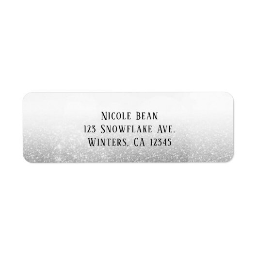 Wit Zilver Glitter Glam Sparkle Etiket (Voorkant)